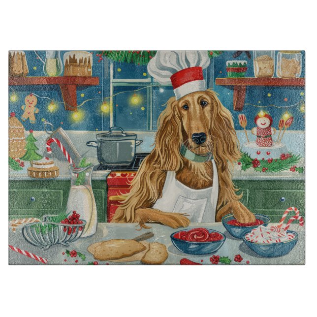 Planche À Découper Afghan Hound Holiday Baking : Noël festif (Devant)