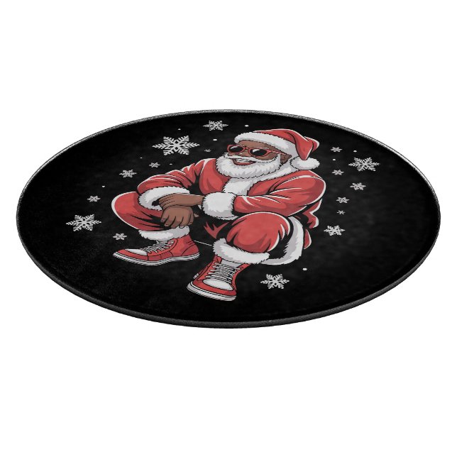 Planche À Découper African American Christmas Pajama Xmas Afro Santa  (Coin)