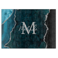 Agate de marbre bleu turquoise et argenté