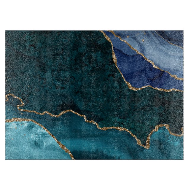 Planche À Découper Agate Lux Paon & Or  (Devant)