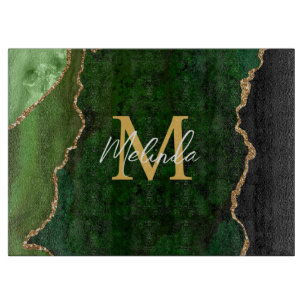 Planche À Découper Agate Marbre Vert et Or