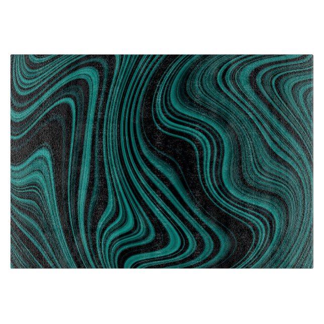 Planche À Découper Agate Wavy Black & Emerald (Devant)