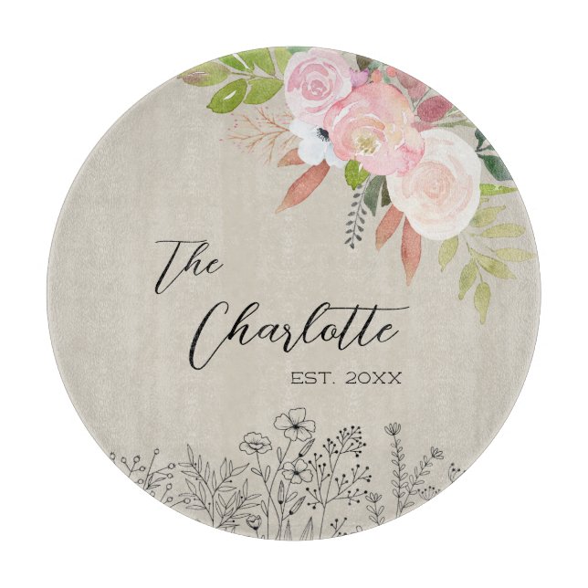 Planche À Découper Agritourisme Floral Custom Année de création (Devant)