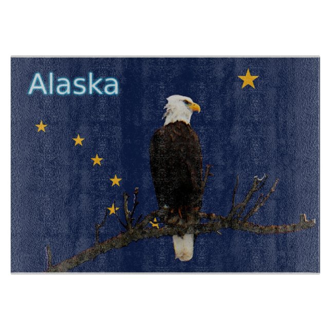 Planche À Découper Aigle Et Drapeau De L'Alaska (Devant)