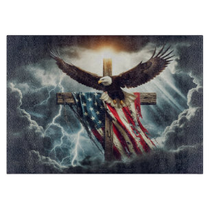Planche À Découper Aigle Patriotique et Croix