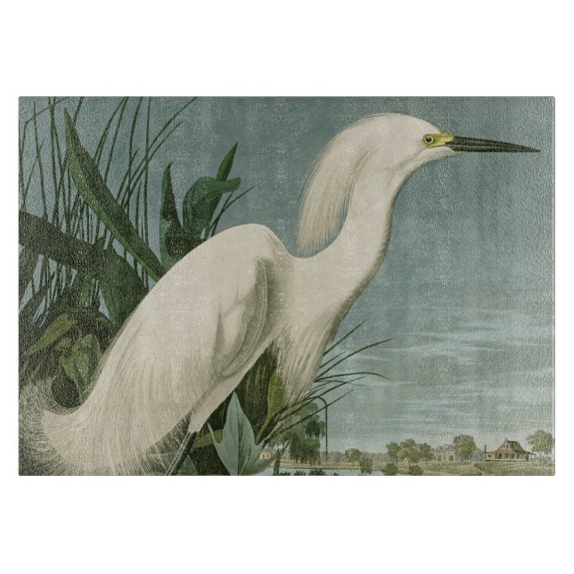 Planche À Découper Aigrette neigeuse d'Audubon oiseau de rivage ornit (Devant)