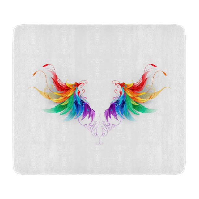 Planche À Découper Ailes arc-en-ciel douces (Devant)