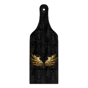 Planche À Découper Ailes d'ange dorées sur fond noir