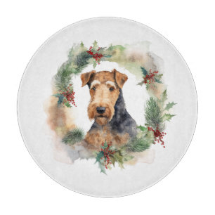 Planche À Découper Airedale Christmas Wreath Festive Pup