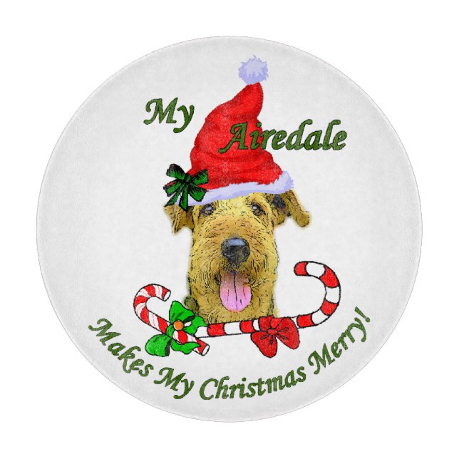 Planche À Découper Airedale Terrier Joyeux Noël (Devant)
