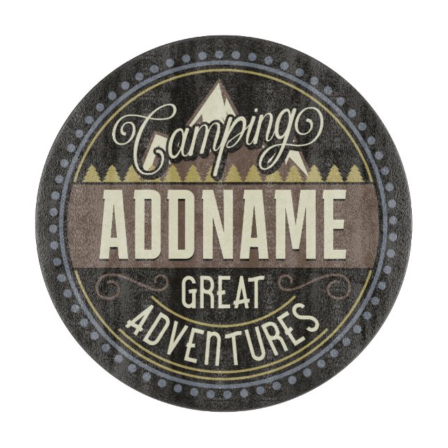 Planche À Découper AJOUT Personnalisé Family Camp Trip Camping Réunio (Devant)