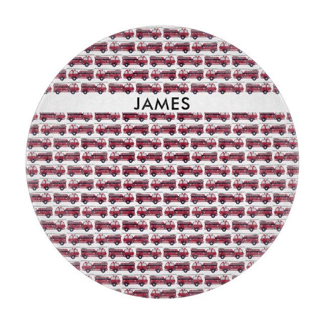 Planche À Découper Ajouter votre nom Red Fire truck Personnalisé (Devant)