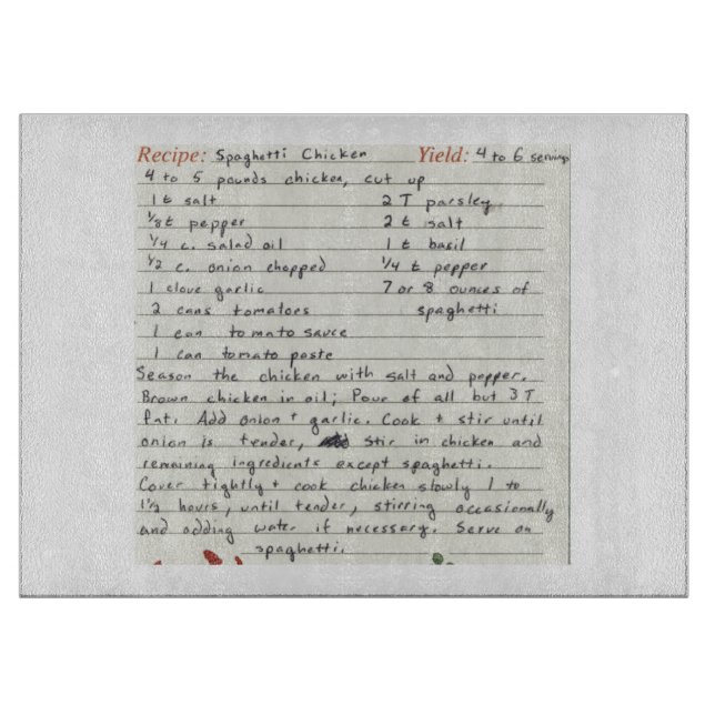 Planche À Découper Ajoutez votre propre recette préférée de la coutum (Devant)