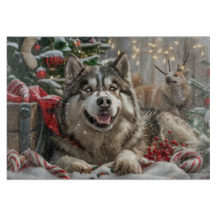 Planche À Découper Alaskan Malamute Chien Fête de Noël