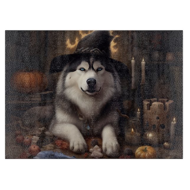 Planche À Découper Alaskan Malamute Citrouilles Halloween effrayant (Devant)