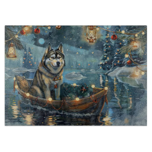 Planche À Découper Alaskan Malamute Noël Festive Voyage