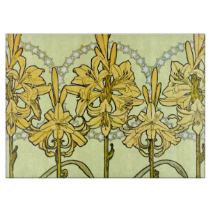 Planche À Découper Alfonse Mucha Art Nouveau Lily motif floral