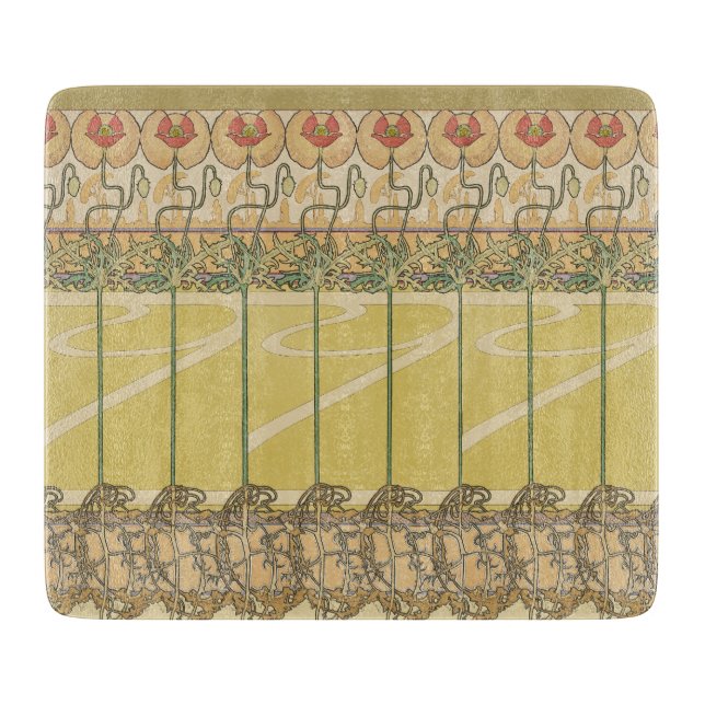 Planche À Découper Alfonse Mucha Poppies Art Nouveau Floral Wallpaper (Devant)