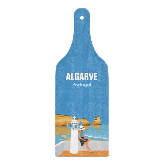 Planche À Découper Algarve plage fille voyage vintage style (Devant)