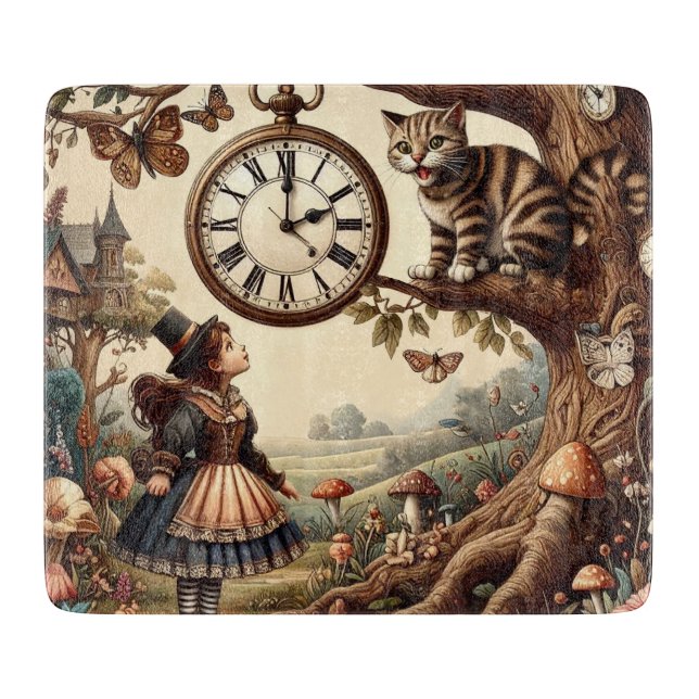 Planche À Découper Alice & Chat du Cheshire : Fantaisie Merveilleuse  (Devant)