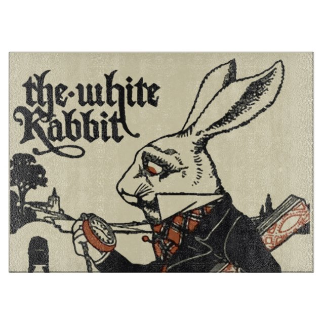 Planche À Découper Alice Lapin Blanc Classique Wonderland  (Devant)