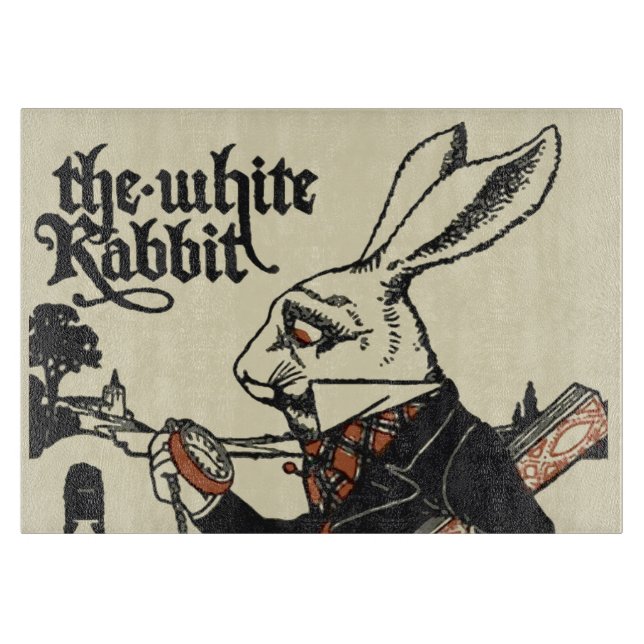 Planche À Découper Alice Lapin Blanc Classique Wonderland  (Devant)