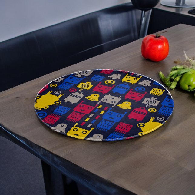 Planche À Découper Alien Doodle vaisseau et Motif robotique (Chopping Board)
