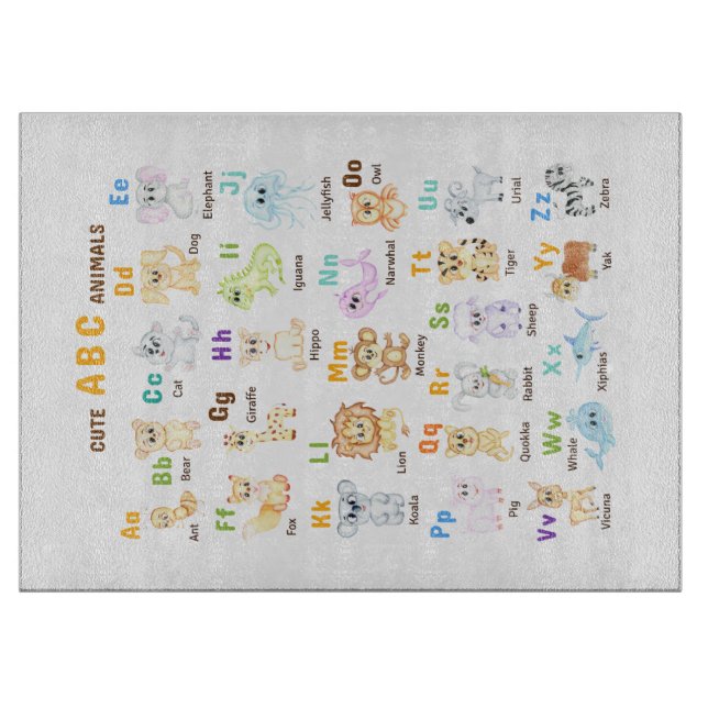 Planche À Découper Alphabet Animaux ABC Animaux mignons  (Devant)