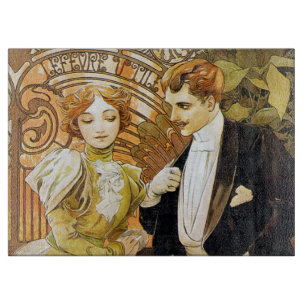 Planche À Découper Alphonse Mucha Flirt Vintage Art romantique Nouvea
