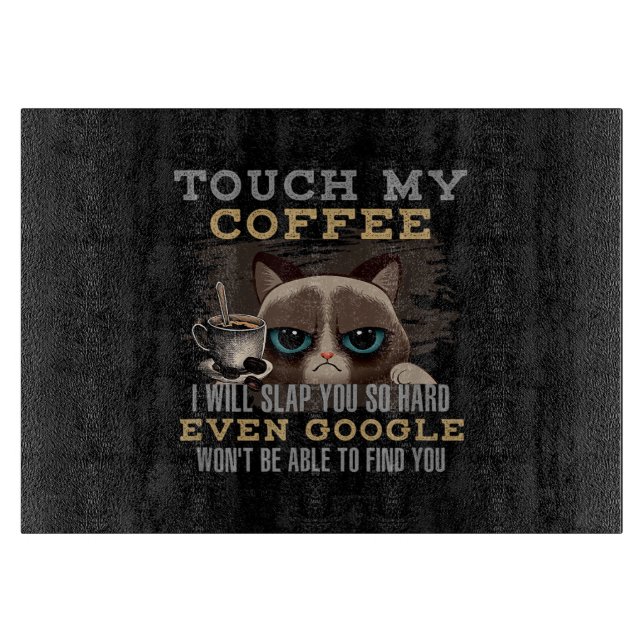 Planche À Découper Amateur de café drôle - Humour de chat (Devant)
