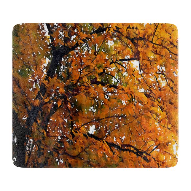 Planche À Découper Ambre Feuilles de l'automne (Devant)