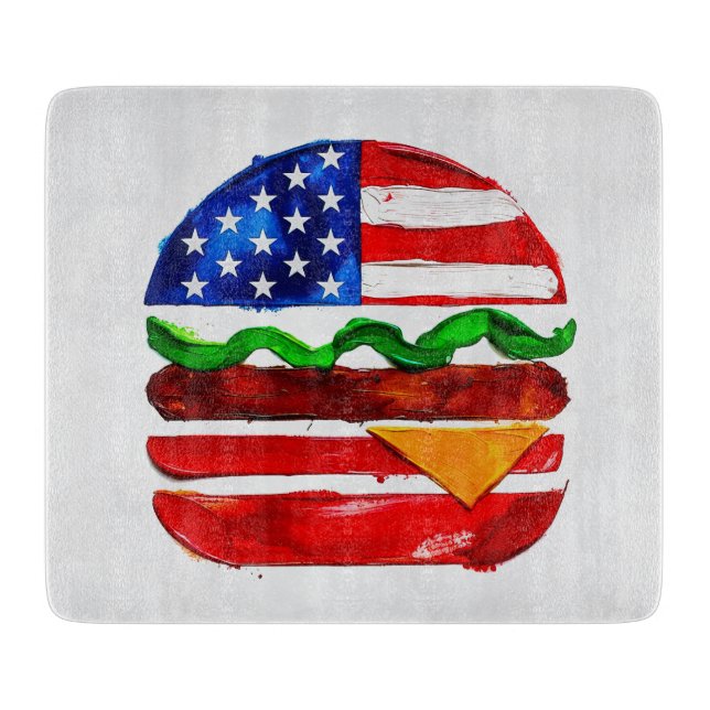 Planche À Découper America Burger (Peinture Blanche No. 1) (Devant)