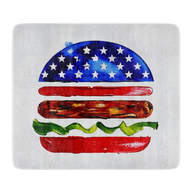 Planche À Découper America Burger (Peinture Blanche No. 5) (Devant)
