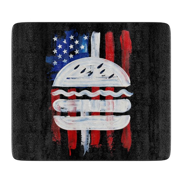 Planche À Découper America Burger (Peinture noire n°1) (Devant)
