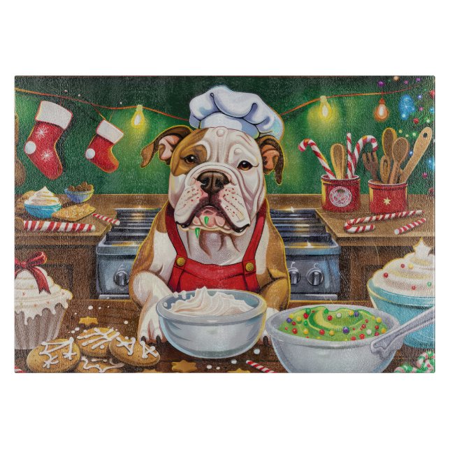 Planche À Découper American Bulldog Holiday Baking : Noël festif (Devant)