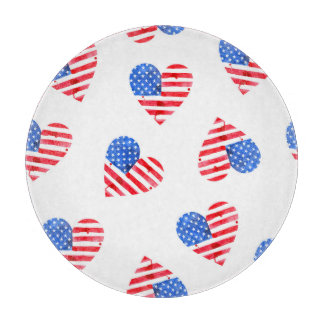 Planche À Découper American Flag Hearts Aquarelle en toute transparen