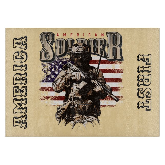 Planche À Découper American Soldier Design Cutting Board (Devant)