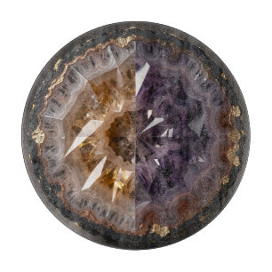 Planche À Découper Améthyste Citrine Géode Cristal Luxe