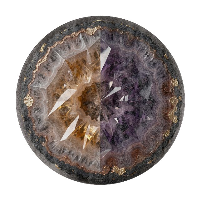 Planche À Découper Améthyste Citrine Géode Cristal Luxe (Devant)