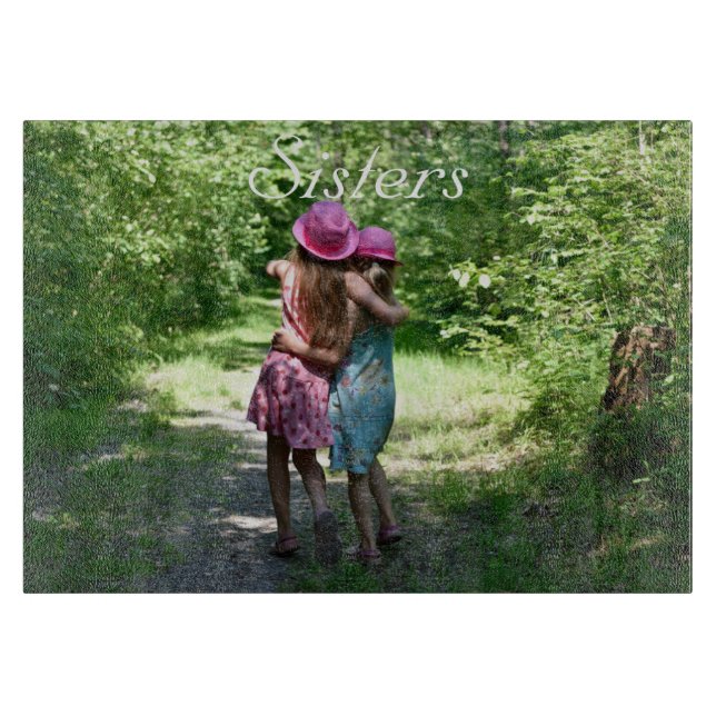 Planche À Découper Amitié des soeurs dans le pays rustique du printem (Devant)