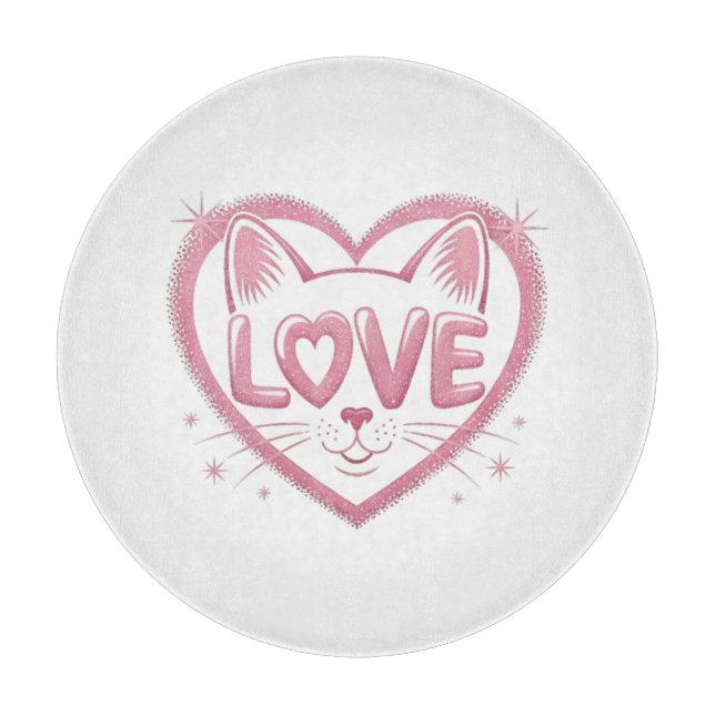 Planche À Découper Amour de chat scintillant (Devant)