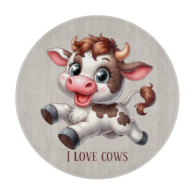 Planche À Découper Amoureux de vaches mignons personnalisables (Devant)
