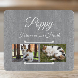 Planche À Découper Amoureux des animaux gris et blanc verre 2 photos