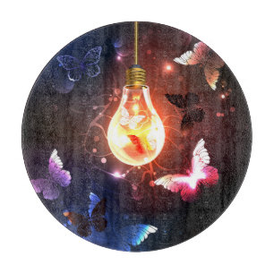 Planche À Découper Ampoule lumineuse avec papillons nocturnes