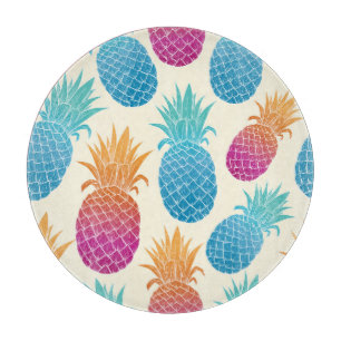 Planche À Découper Ananas coloré Arrière - plan jaune clair