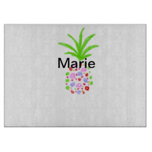 Planche À Découper Ananas coloré simple ajouter un nom personnalisé m