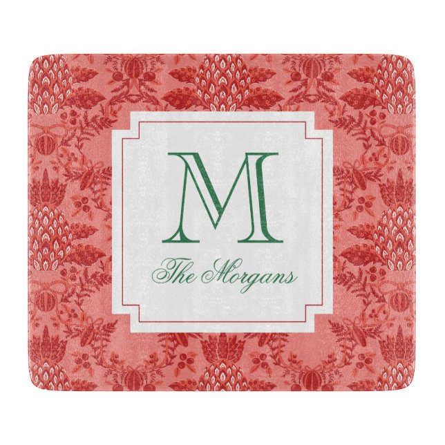 Planche À Découper Ananas de Noël festif Monogramme (Devant)