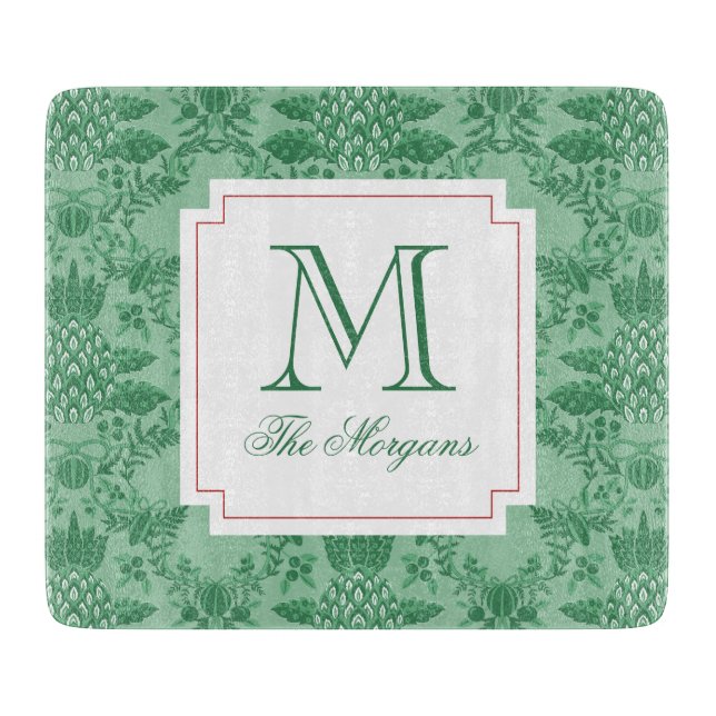 Planche À Découper Ananas de Noël festif Monogramme (Devant)