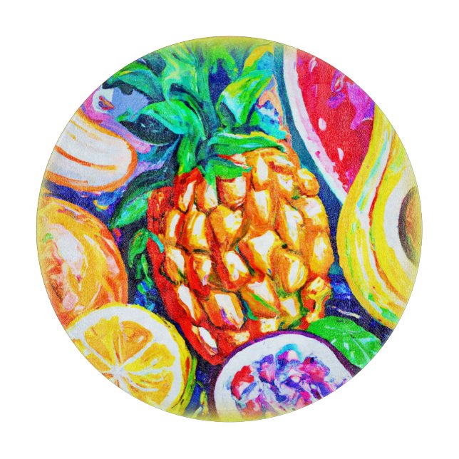 Planche À Découper Ananas Orange Banane Fruits. Acheter maintenant (Devant)