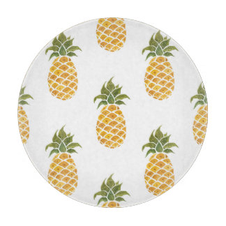 Planche À Découper Ananas peint à la main, arrière - plan aquarelle.